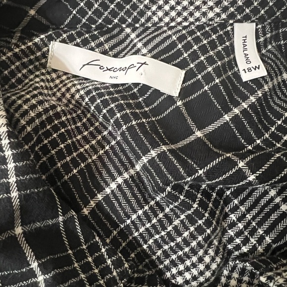 Foxcroft Black and White Plaid Button Down Shirt - Picture 4 of 5